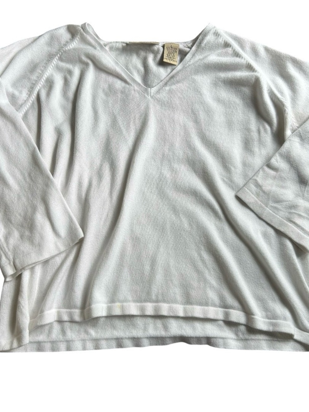 Apostrophe White Quarter Sleeve V-Neck Top